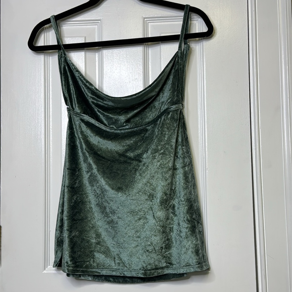 Free People Green Velvet Camisole with Cowl Neckline - Picture 5 of 9